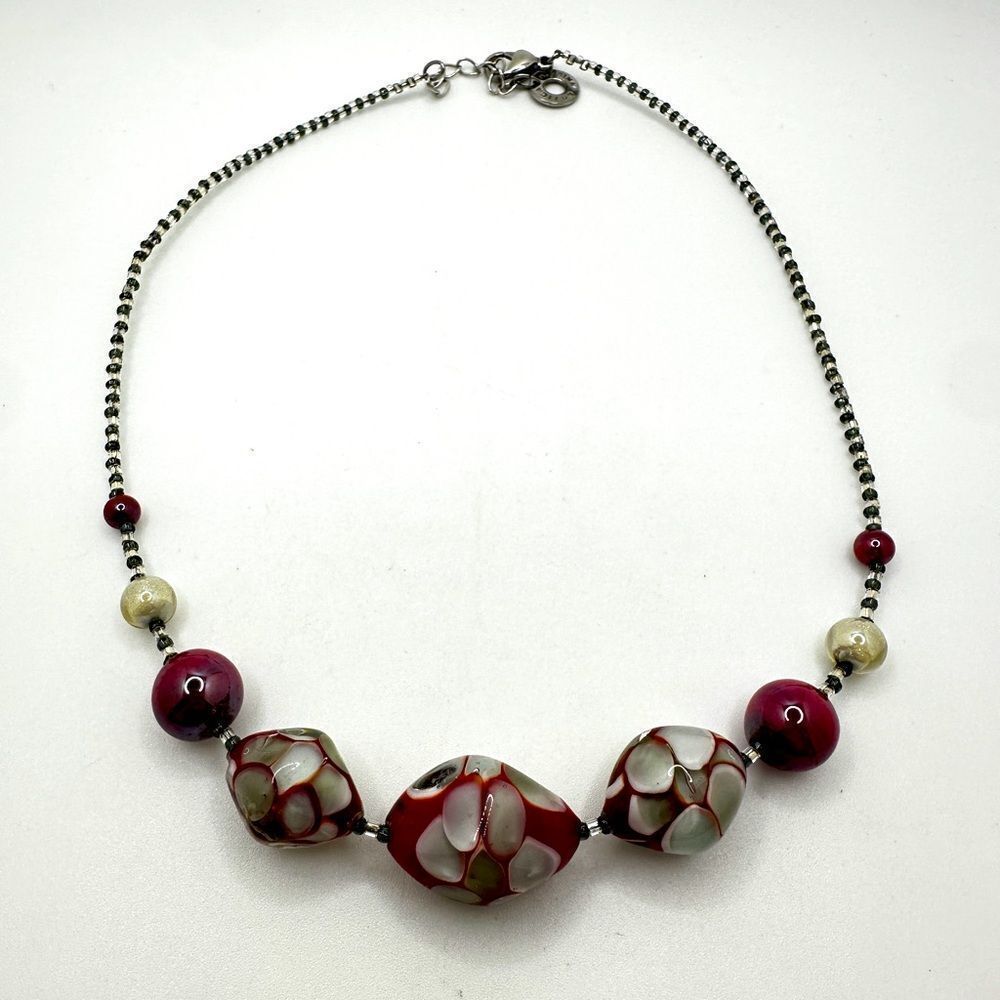 16” Signed, Antica Murrina Italian Murano glass necklace!